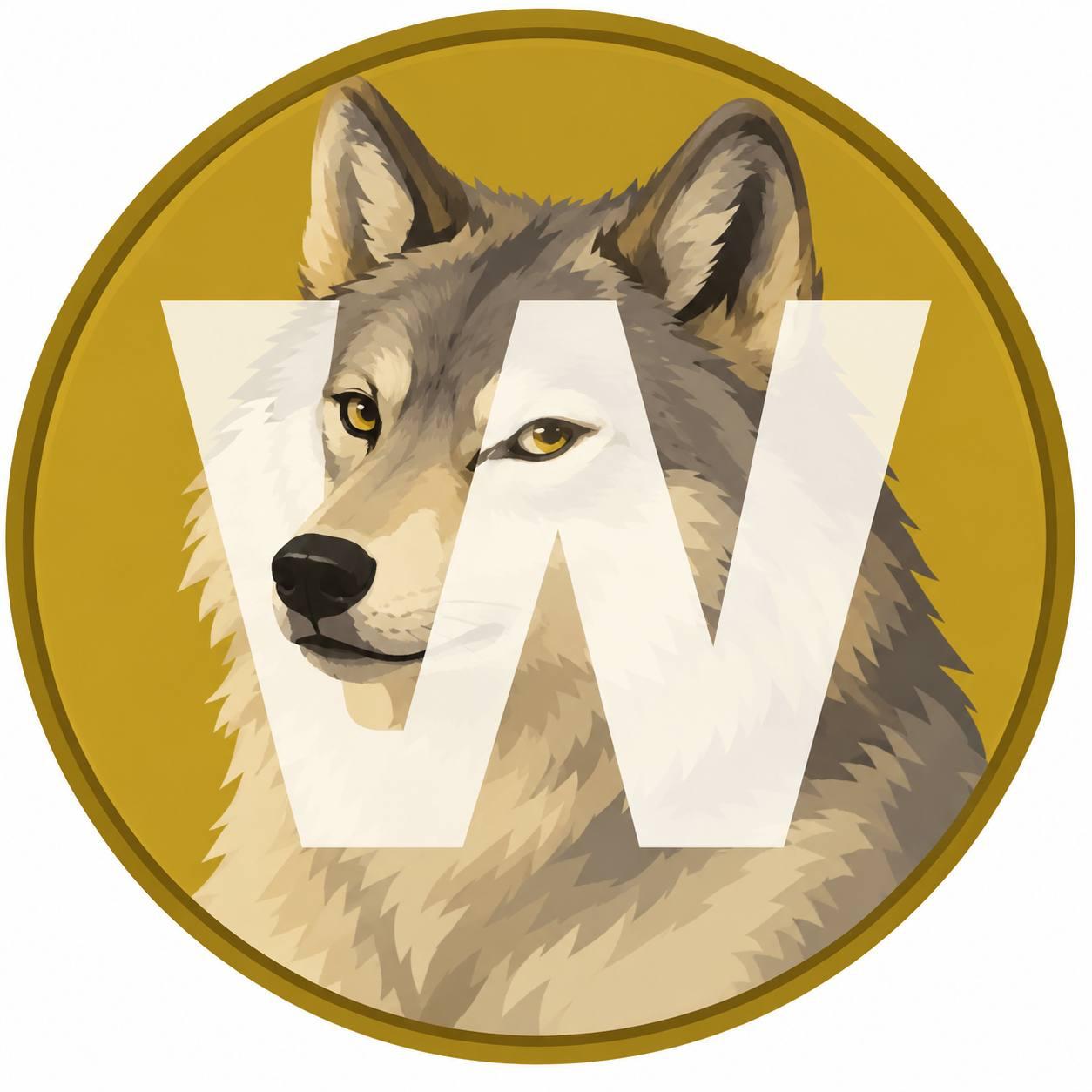 Gold Wolfecoin coin featuring a wolf and the letter W